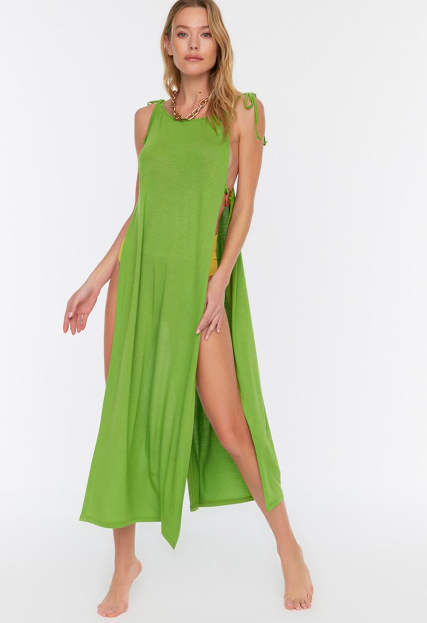 Trendyol - Knit accessory detail beach dress - green