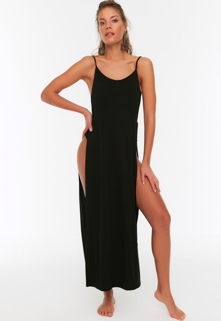 Trendyol - Accessory detailed knit beach dress - black