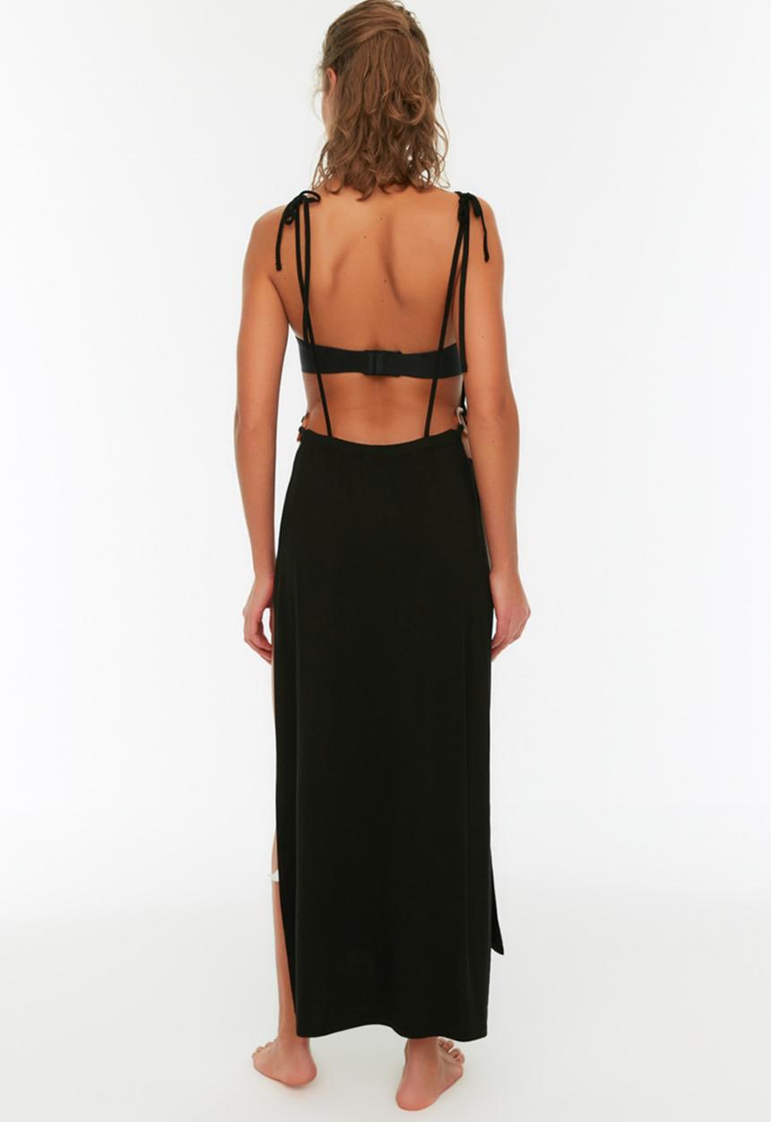 Trendyol - Accessory detailed knit beach dress - black