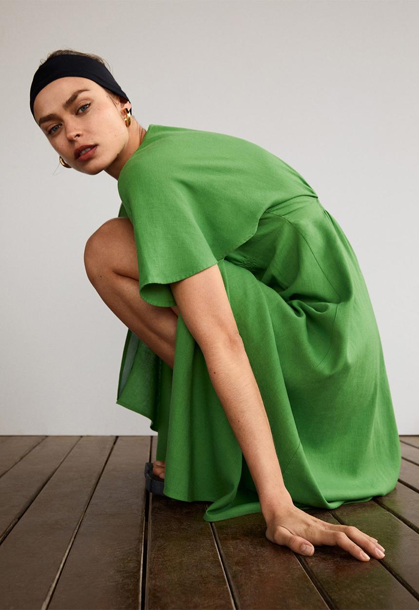 MANGO - Dress red - green