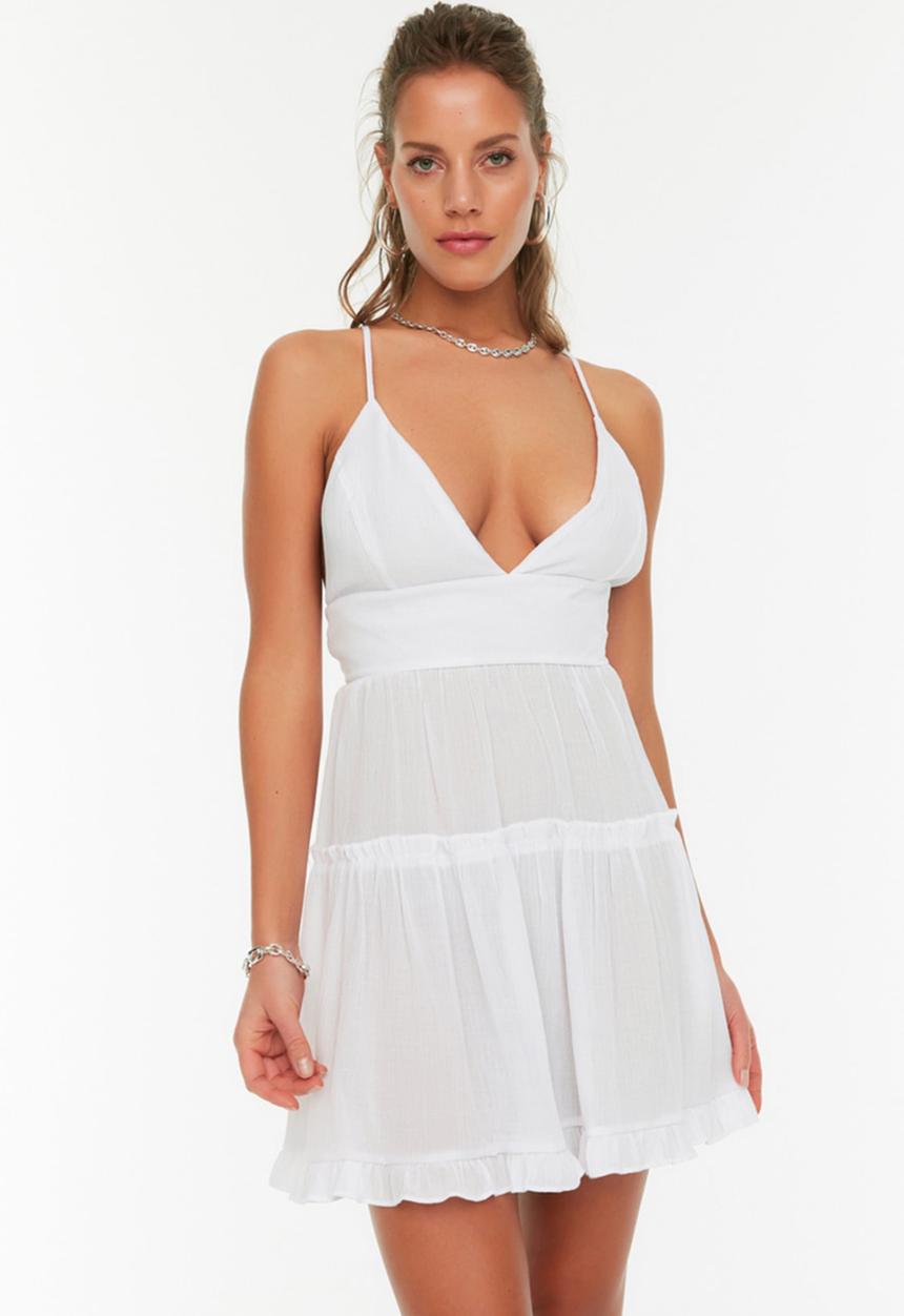 Trendyol - Back detailed beach dress - white