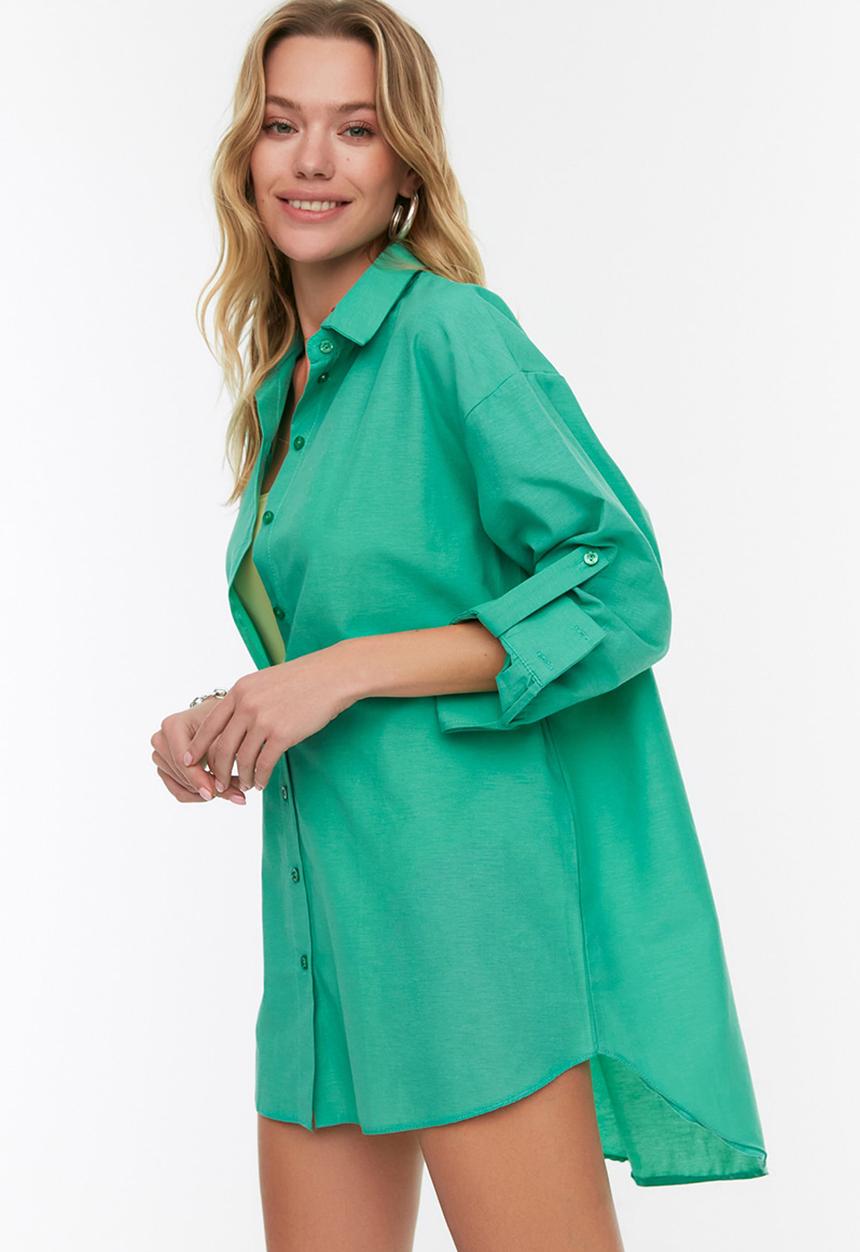 Trendyol - Tunic oversized shirt - green