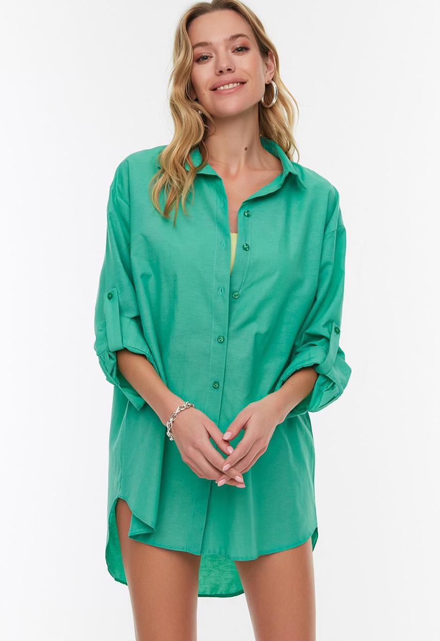 Trendyol - Tunic oversized shirt - green