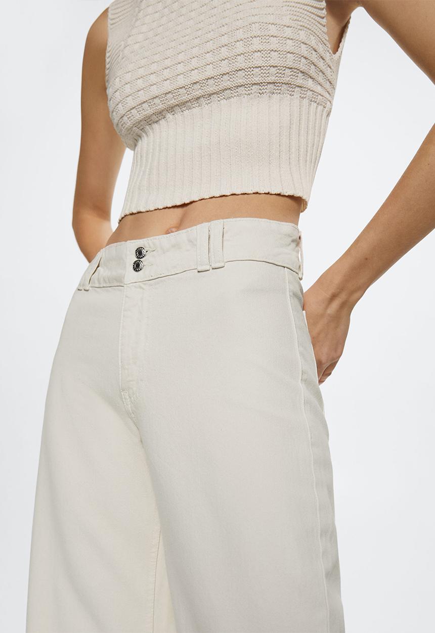 MANGO - Jeans culotte - light beige