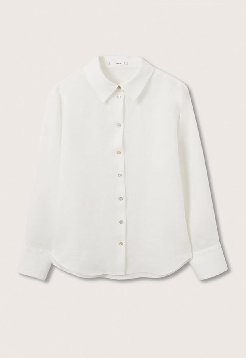 MANGO - Shirt lino - off white 