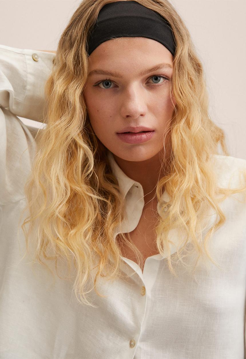MANGO - Shirt lino - off white 