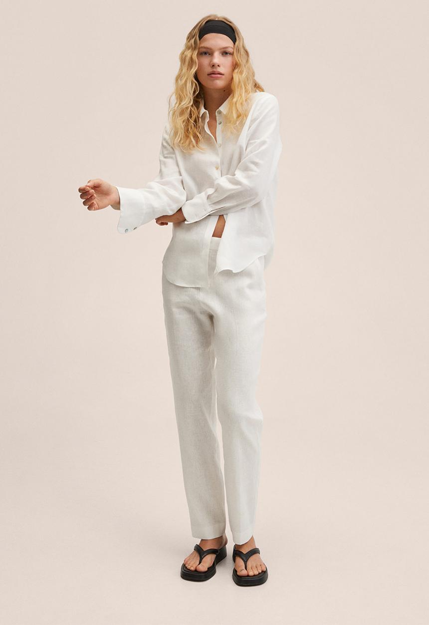 MANGO - Shirt lino - off white 
