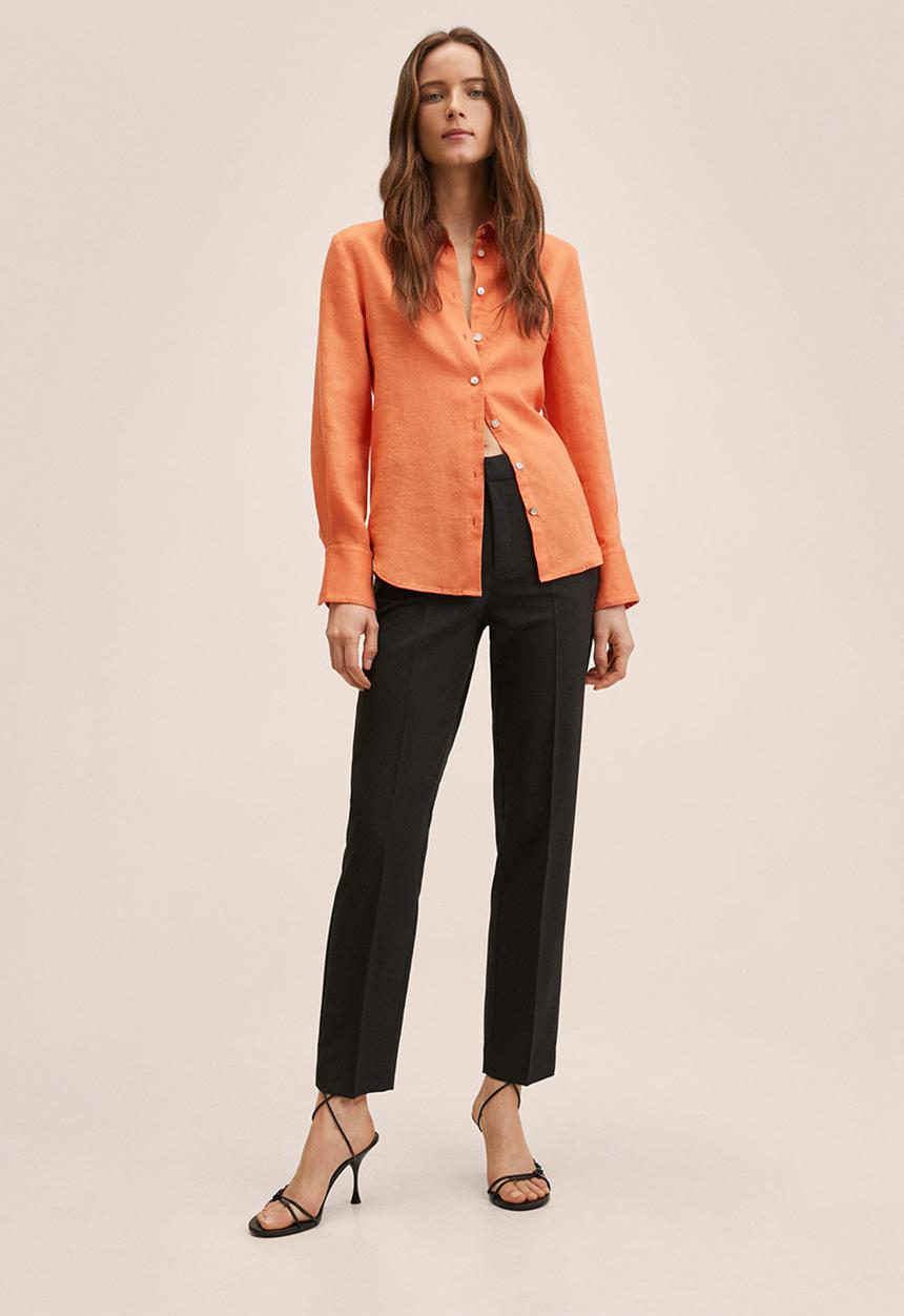 MANGO - Shirt lino - light pastel orange