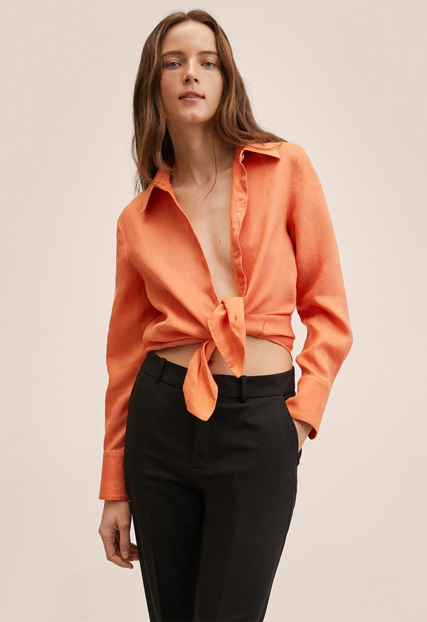 MANGO - Shirt lino - light pastel orange