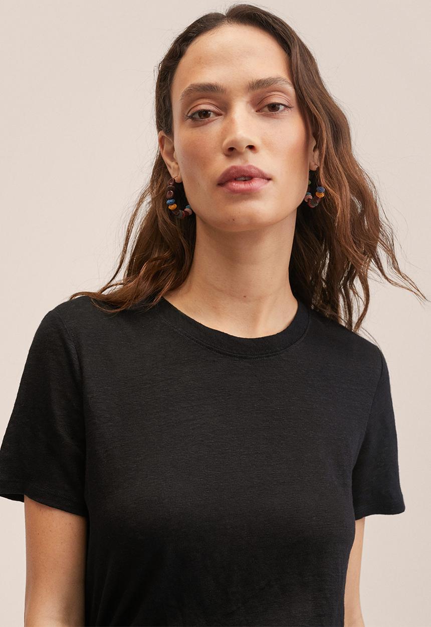 MANGO - T-shirt lisino - black