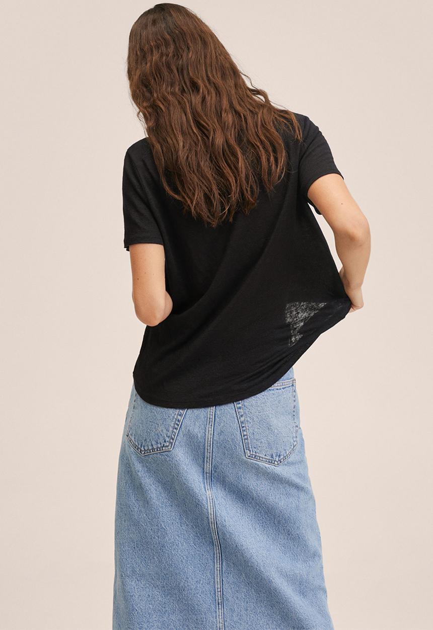 MANGO - T-shirt lisino - black