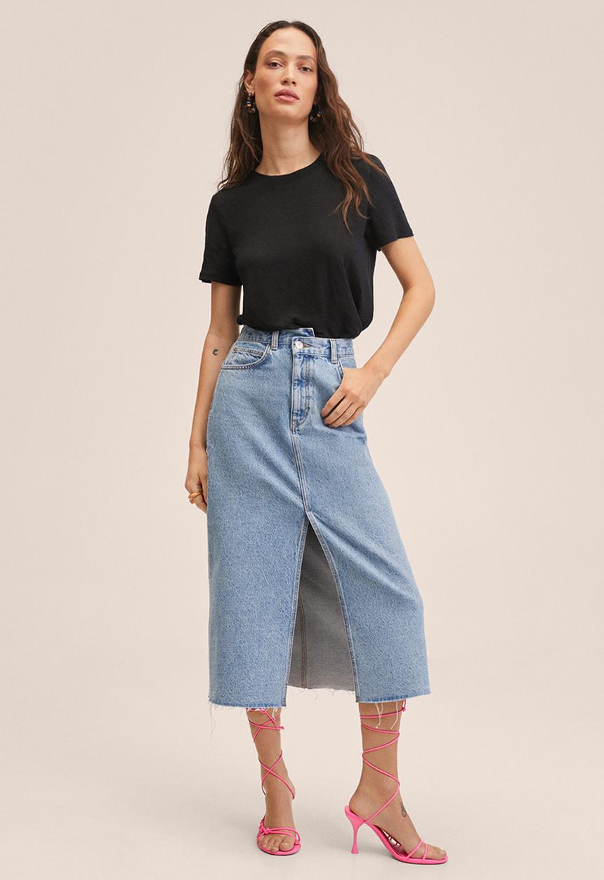 MANGO - T-shirt lisino - black