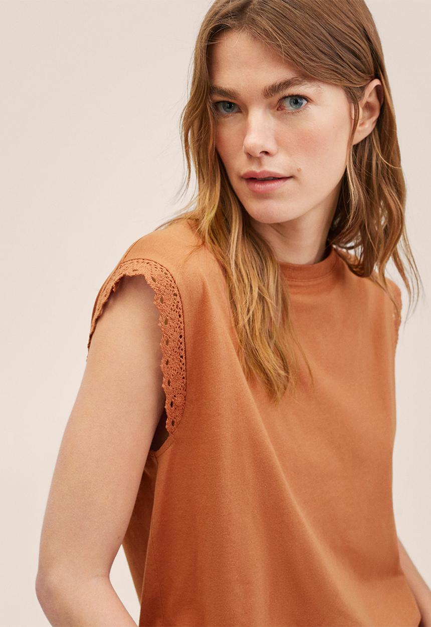 MANGO - T-shirt flospi - burnt orange