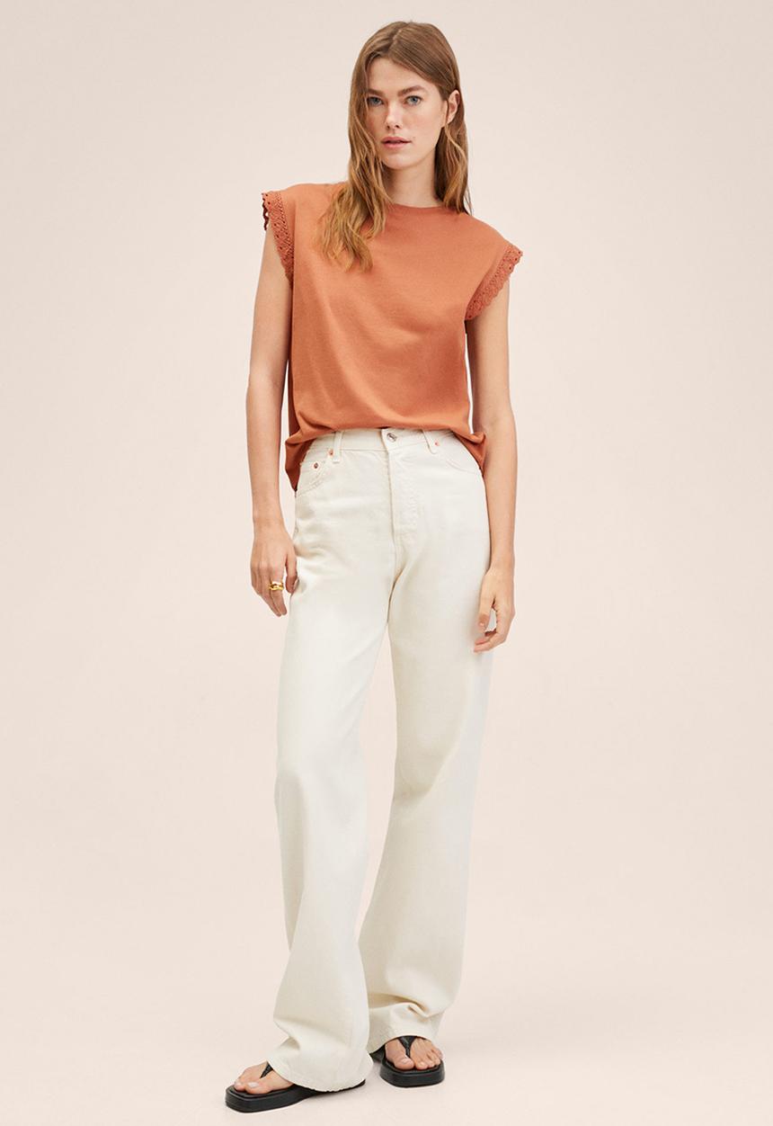 MANGO - T-shirt flospi - burnt orange