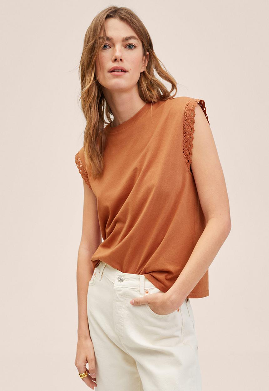 MANGO - T-shirt flospi - burnt orange