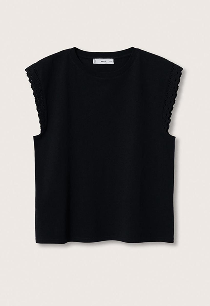 MANGO - T-shirt flospi - black