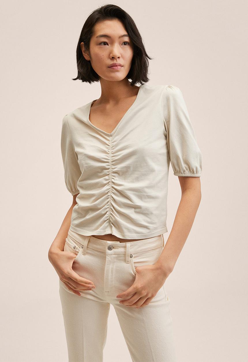 MANGO - T-shirt maya - light pastel grey
