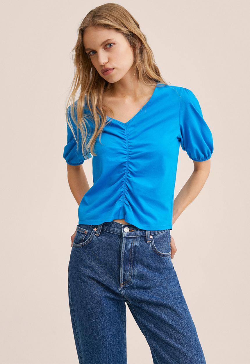 MANGO - T-shirt maya - medium blue