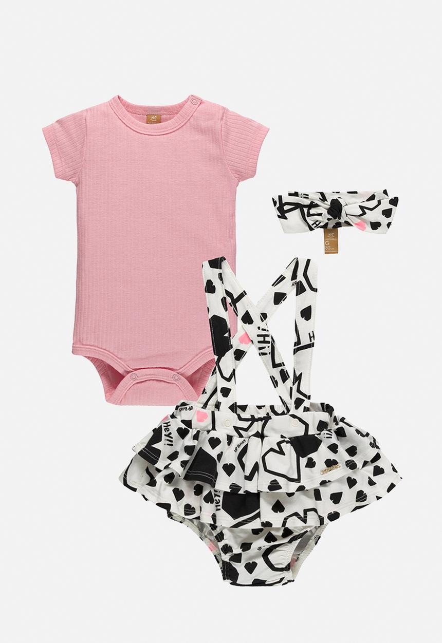 UP Baby - Bodysuit overalls and headband - off white & pink