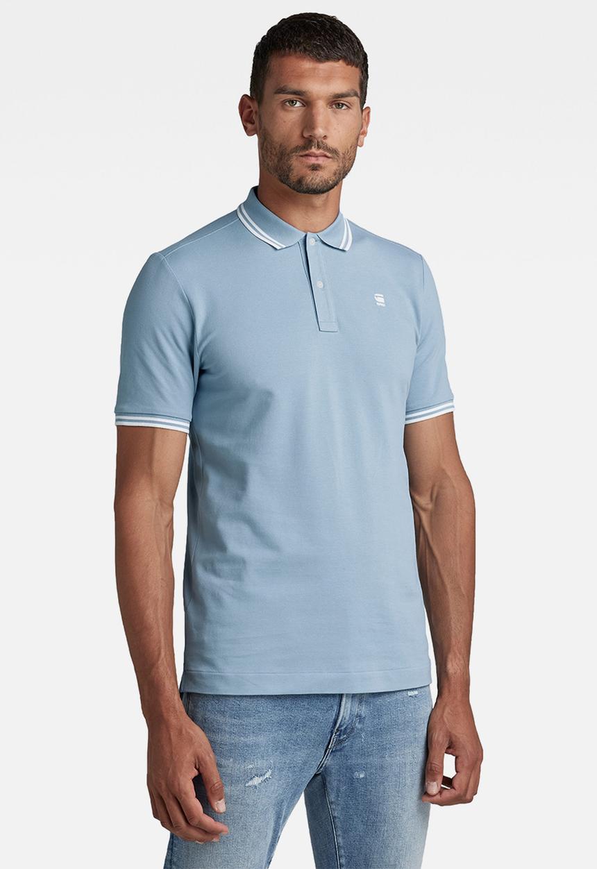 G-STAR - Dunda slim stripe polo short sleeve - ash blue