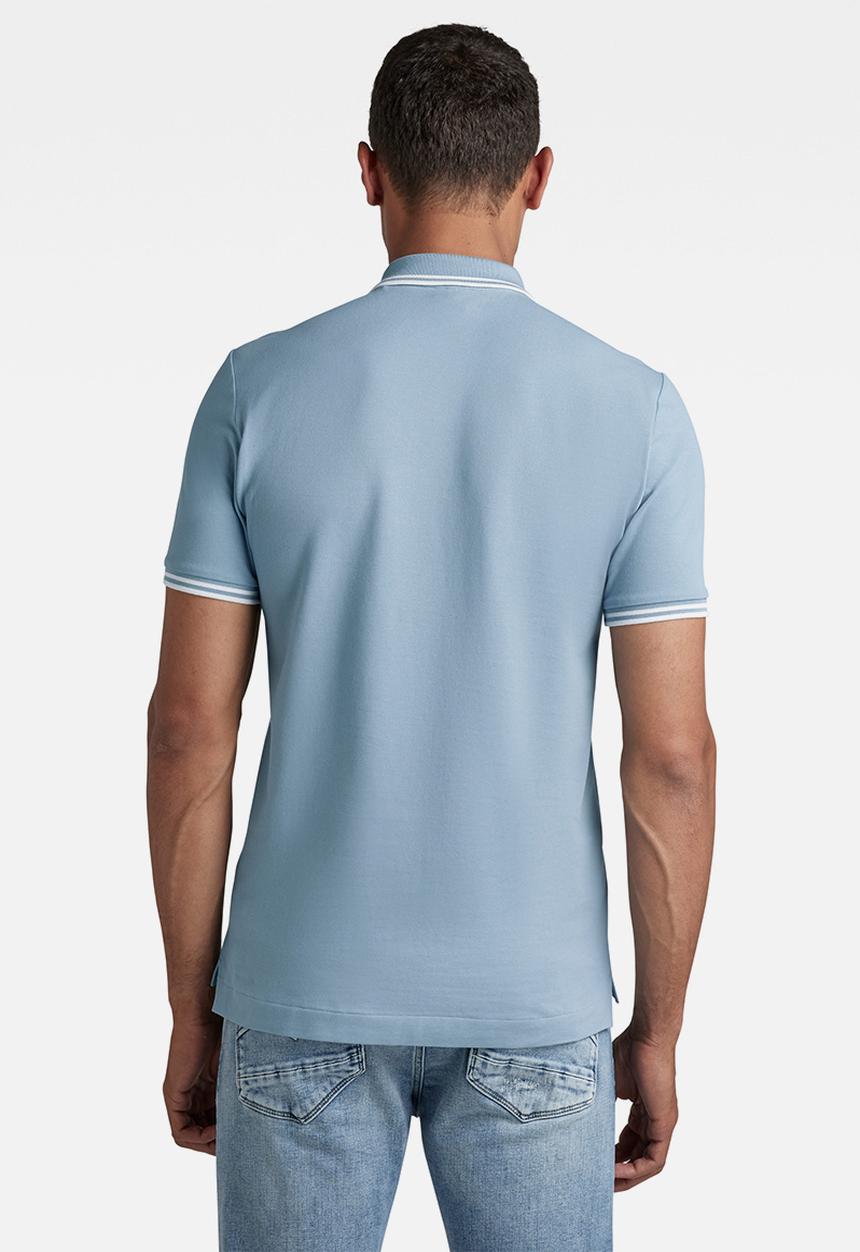 G-STAR - Dunda slim stripe polo short sleeve - ash blue