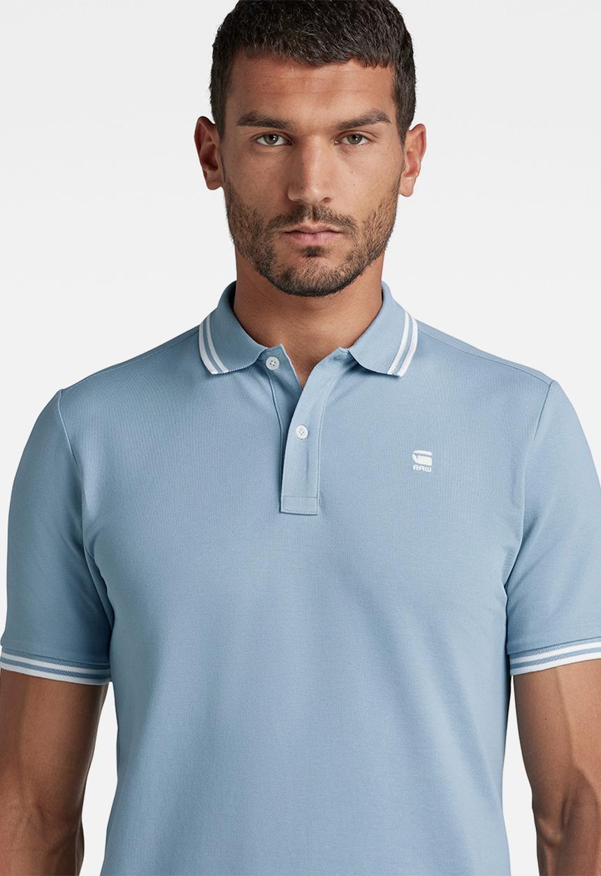 G-STAR - Dunda slim stripe polo short sleeve - ash blue