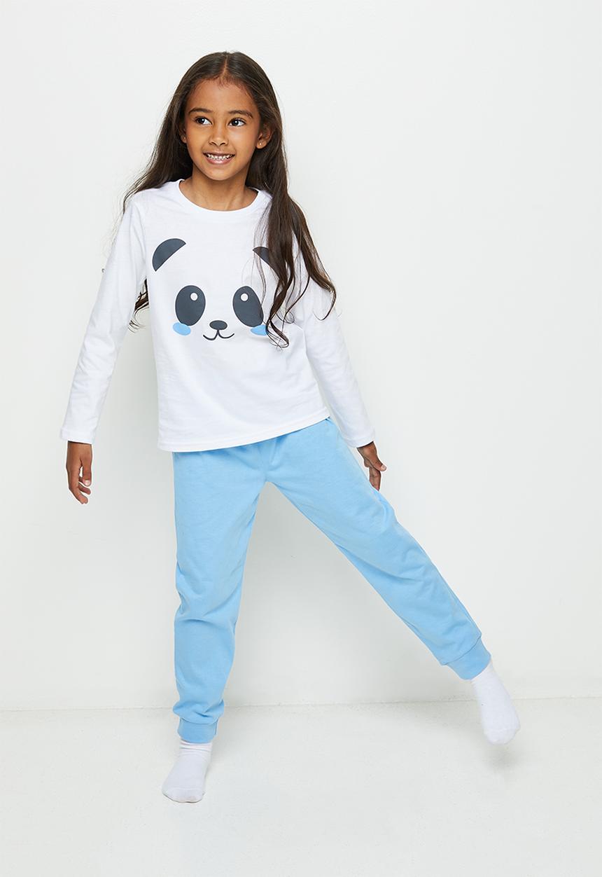 Pop Candy - Girls pj set - white & blue