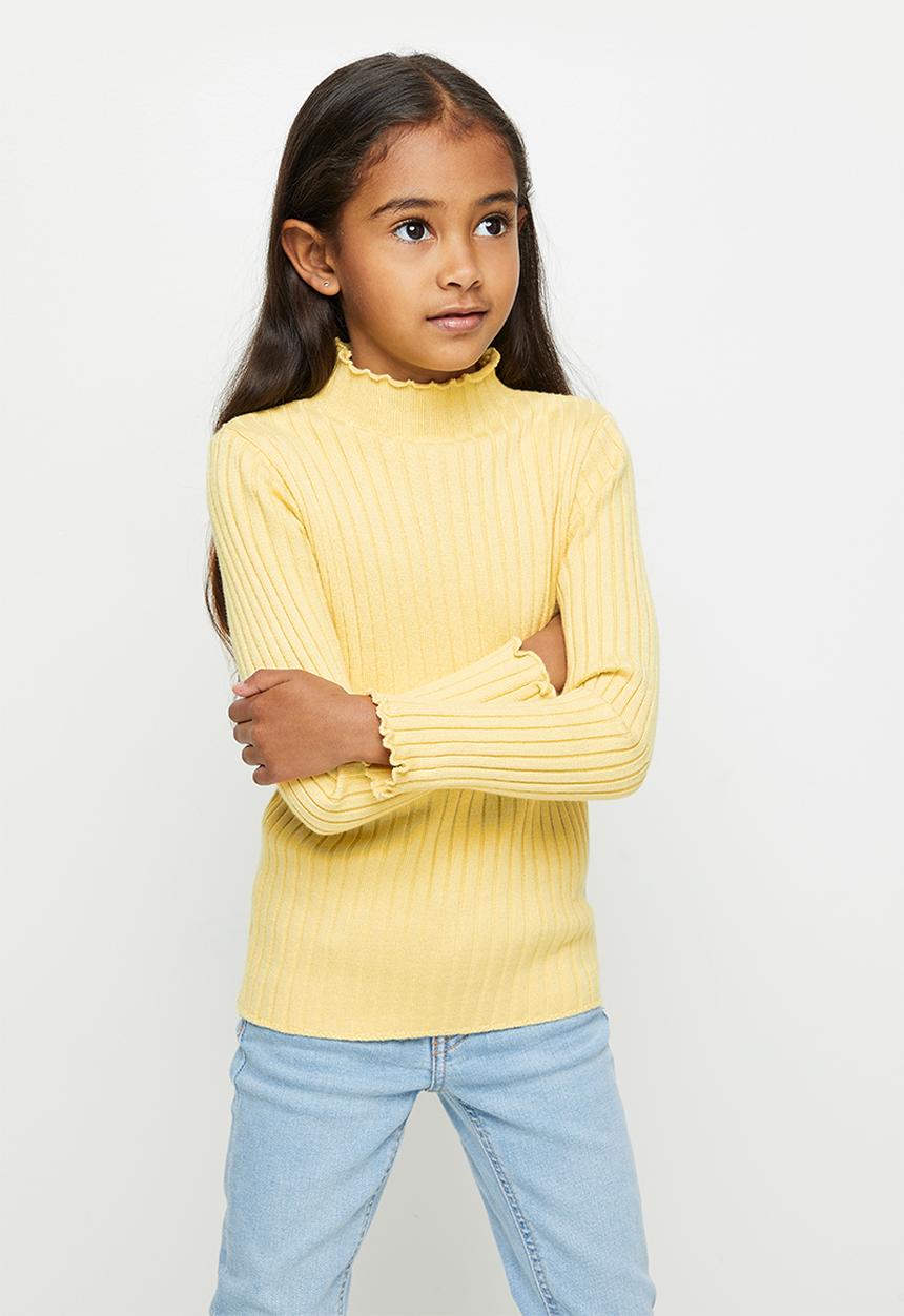 Pop Candy - Girls lettuce turtle neck - yellow