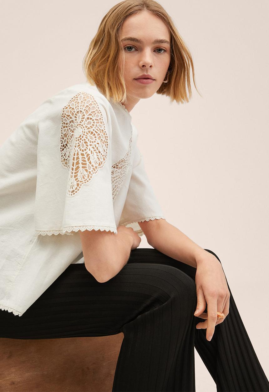 MANGO - Blouse brada - natural