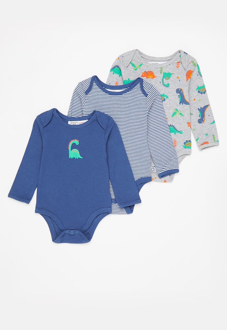 MINOTI - 3-Pack babygrows - navy & grey