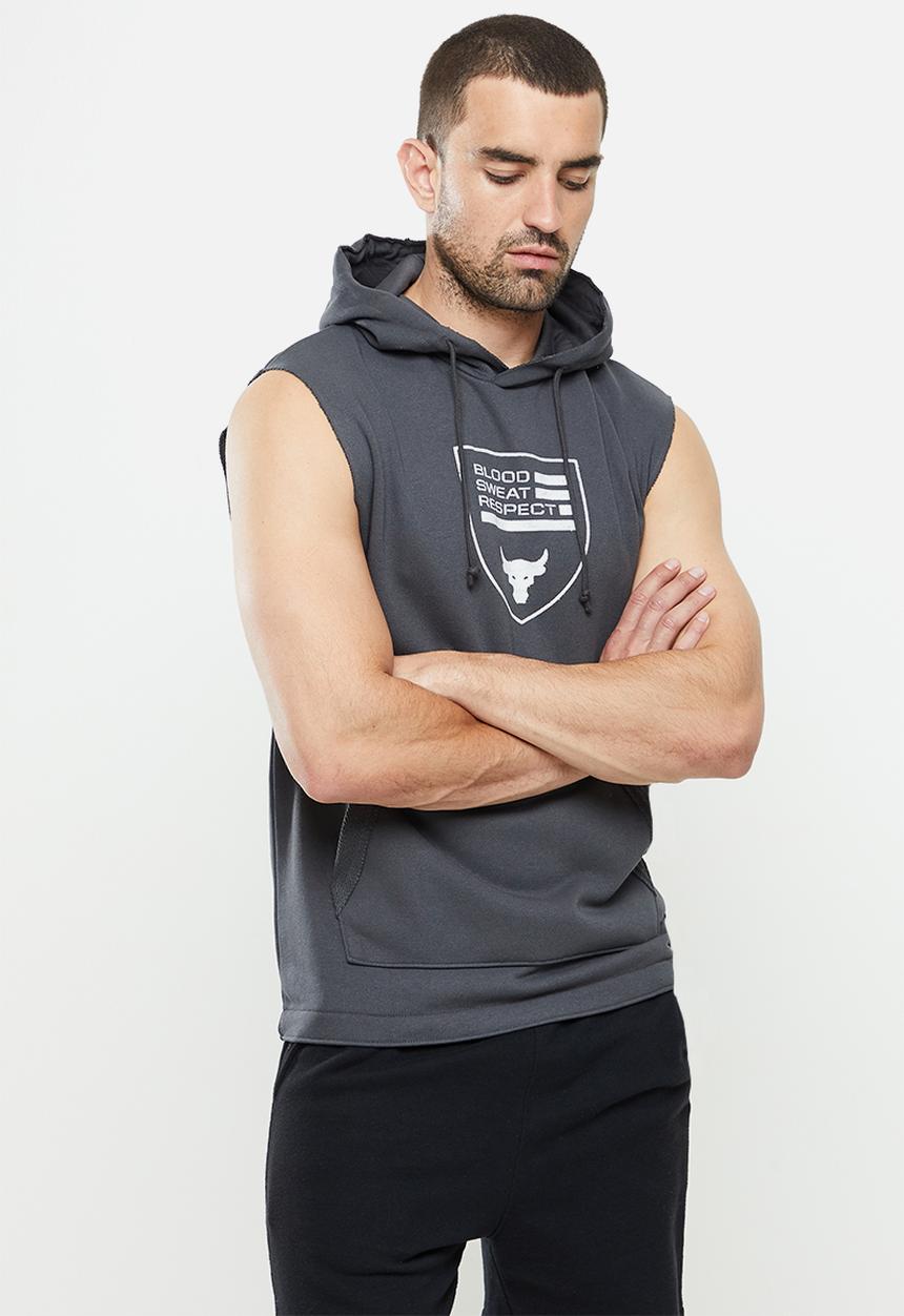 Under Armour - UA Project Rock Heavyweight Terry Sleeveless Hoody - Jetgray 