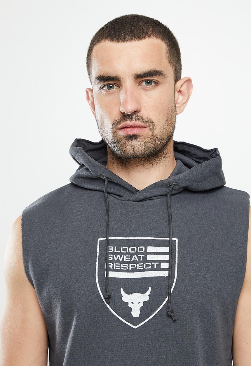 Under Armour - UA Project Rock Heavyweight Terry Sleeveless Hoody - Jetgray 
