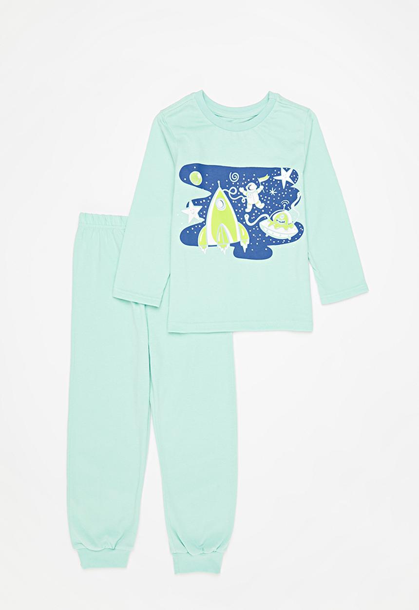 Pop Candy - Boys tee & pants pj set - aqua