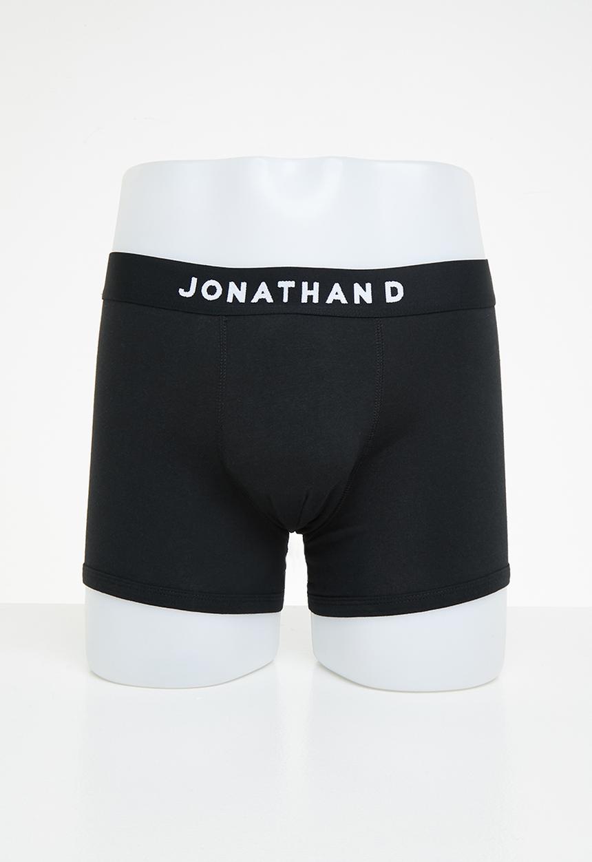 Jonathan D - Men's 2 pack knitted trunks with elasticated waistband - black & grey