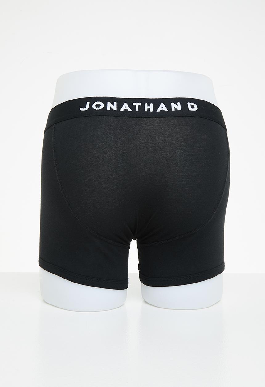 Jonathan D - Men's 2 pack knitted trunks with elasticated waistband - black & grey