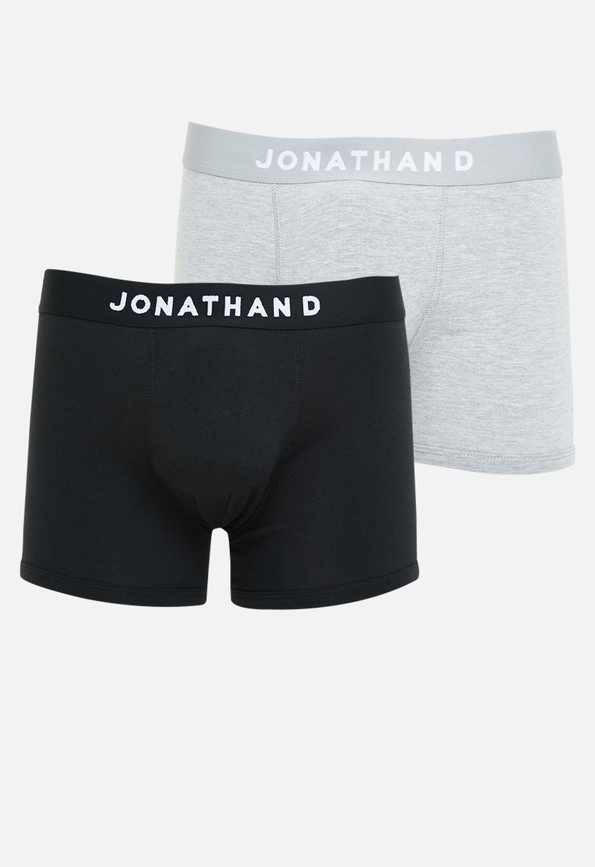 Jonathan D - Men's 2 pack knitted trunks with elasticated waistband - black & grey