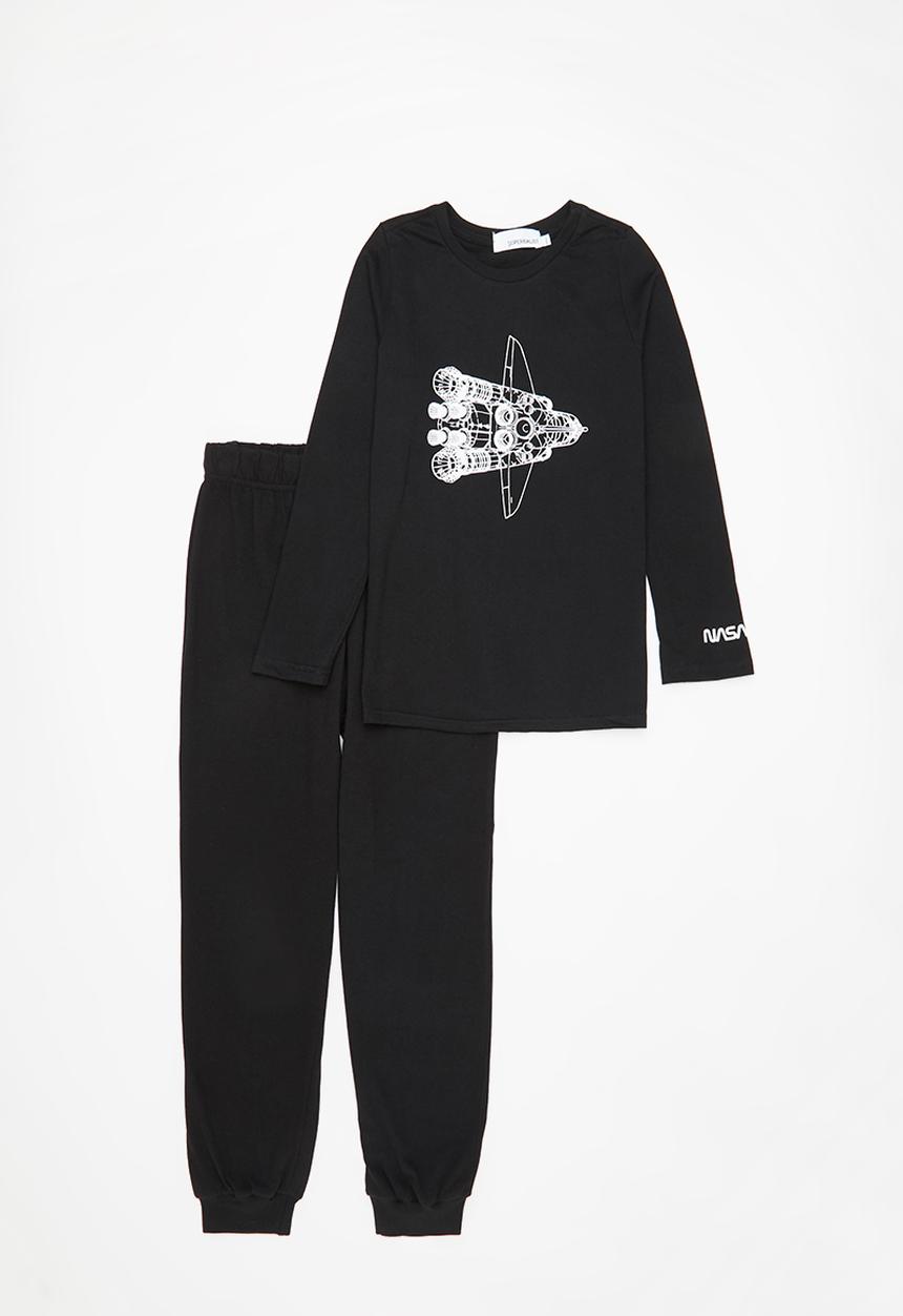 Superbalist - Boys nasa tee & pants pj set - black