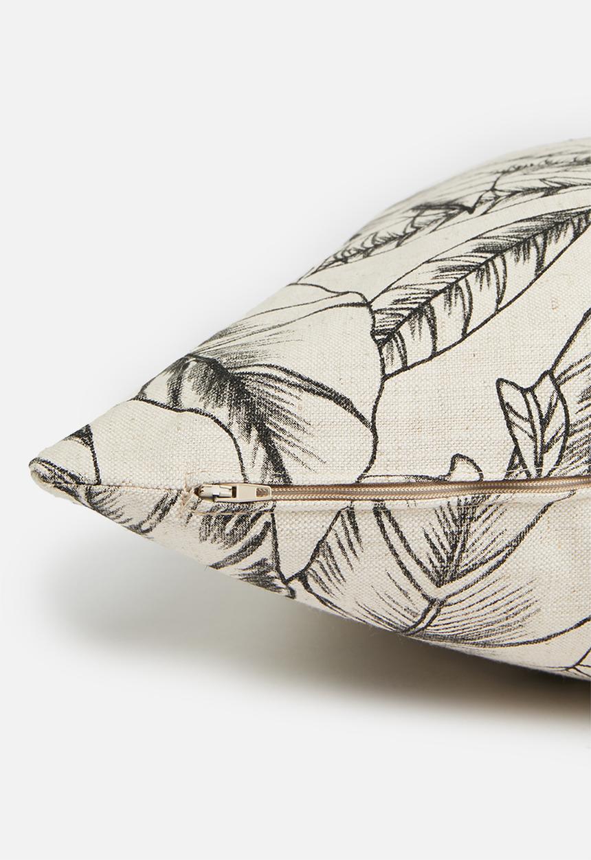 Sixth Floor - Estina linen cushion cover - white & black