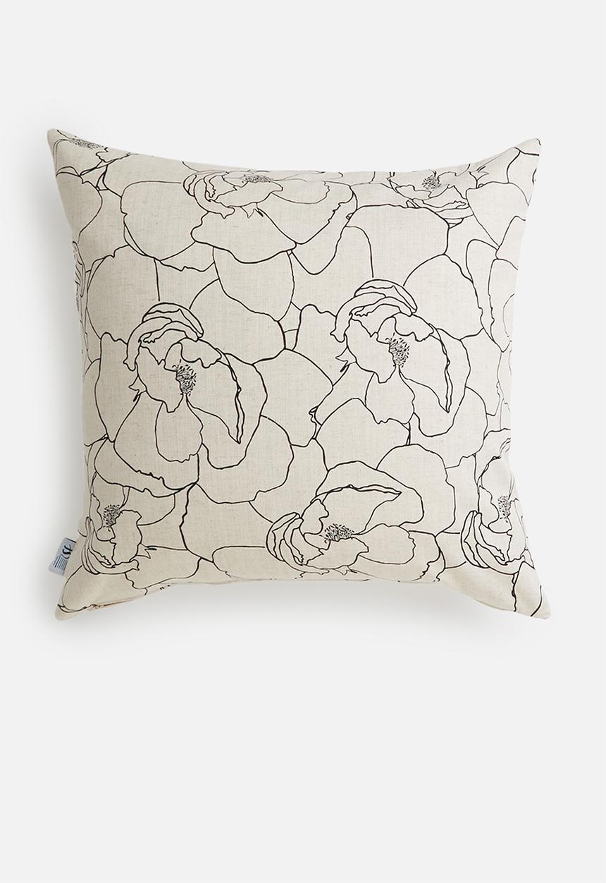 Sixth Floor - Diana linen cushion cover - white & black
