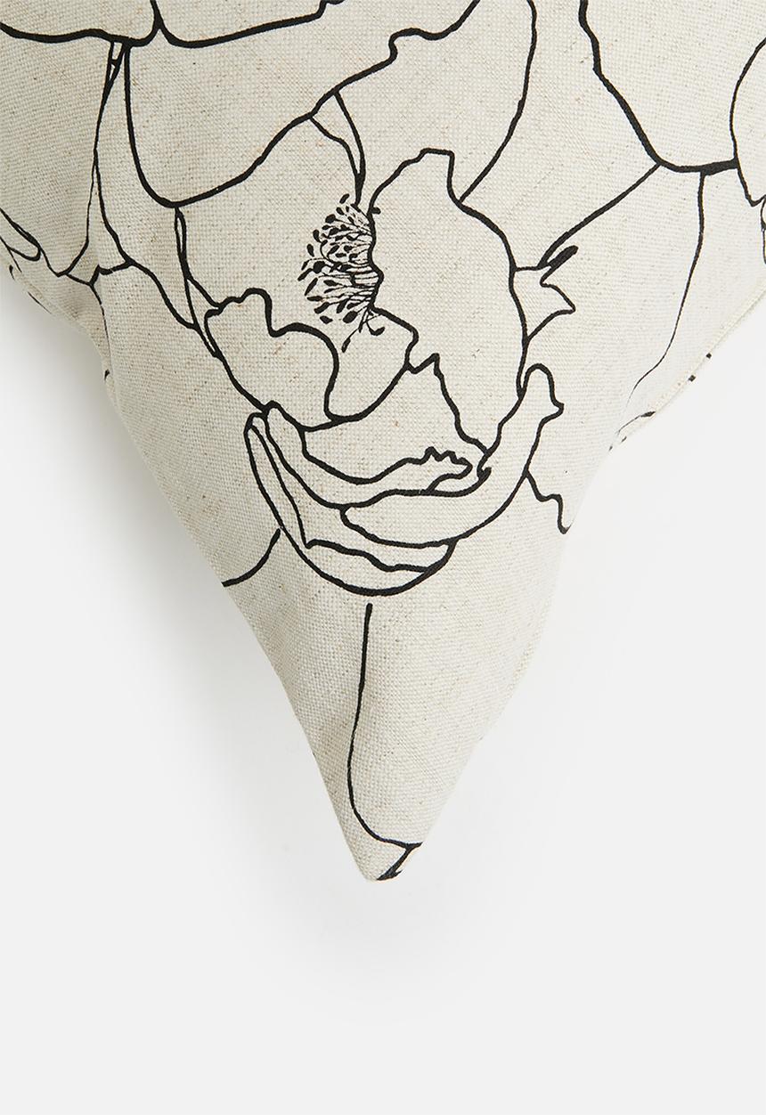 Sixth Floor - Diana linen cushion cover - white & black