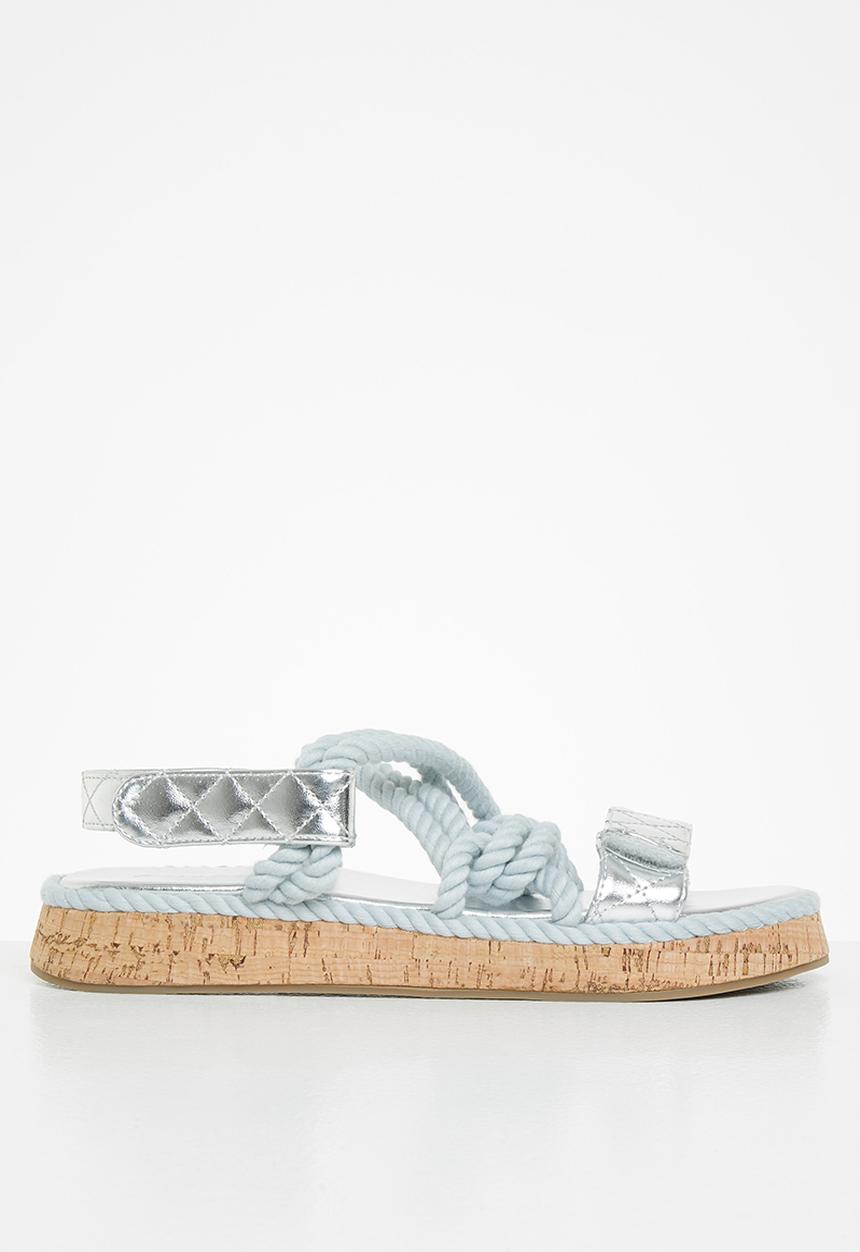 Public Desire - Miami weaved quilted sandal - silver 