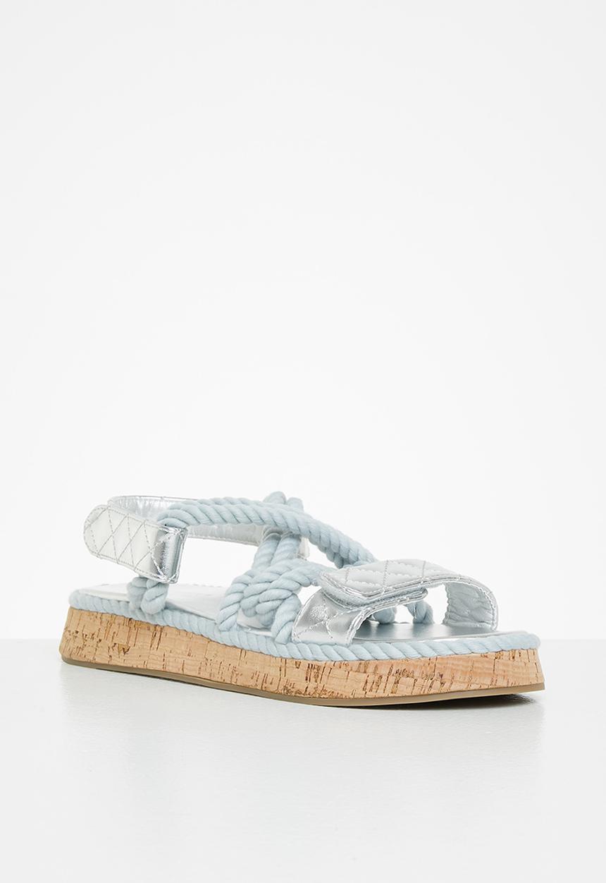 Public Desire - Miami weaved quilted sandal - silver 