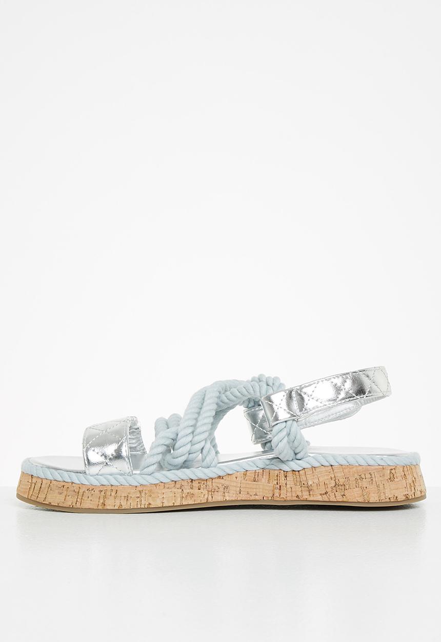 Public Desire - Miami weaved quilted sandal - silver 