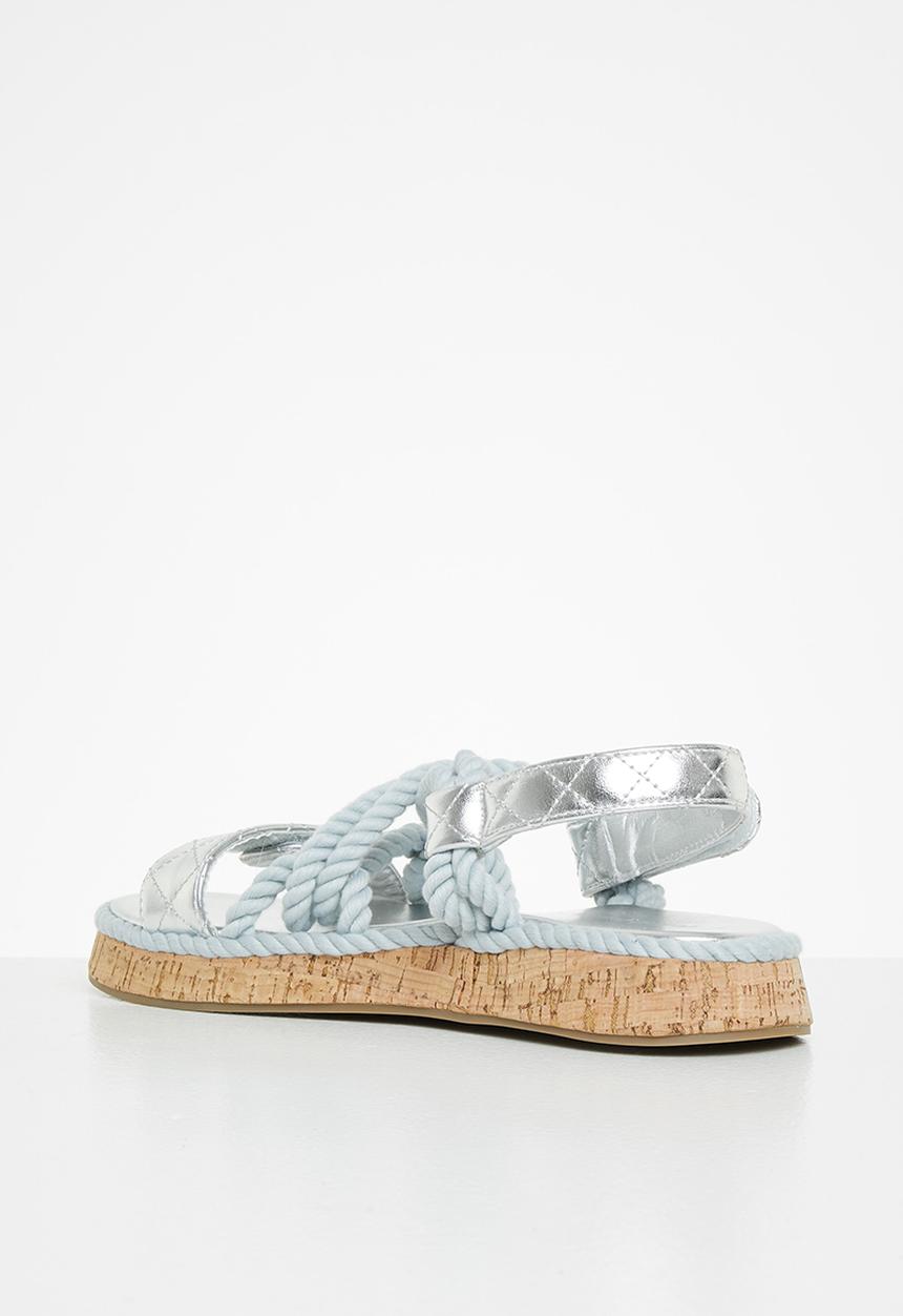 Public Desire - Miami weaved quilted sandal - silver 