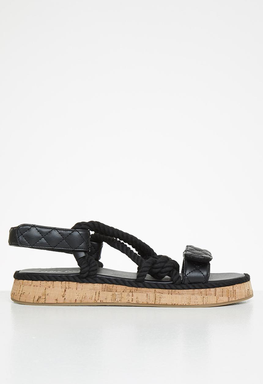 Public Desire - Miami weaved quilted sandal - black 