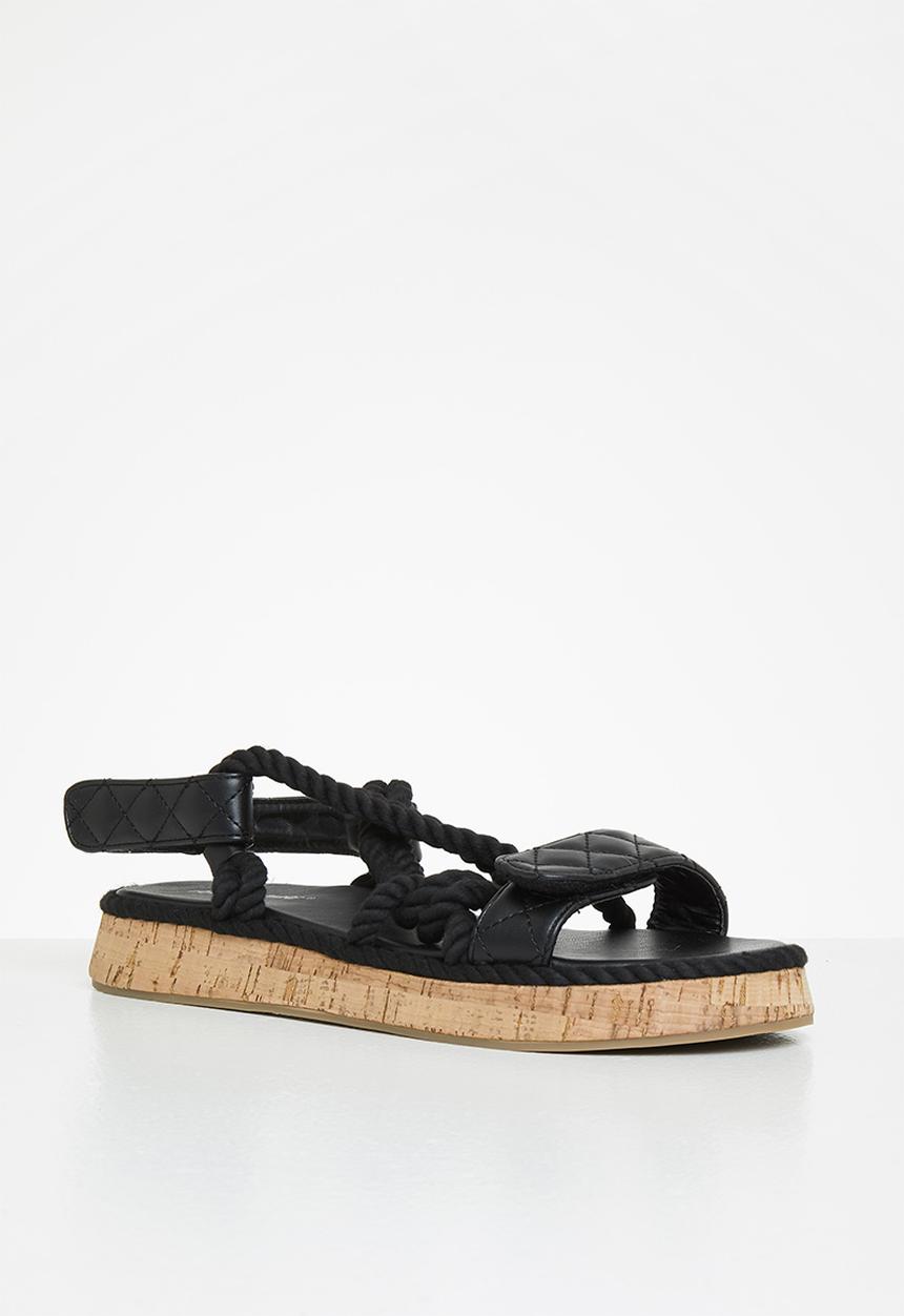 Public Desire - Miami weaved quilted sandal - black 