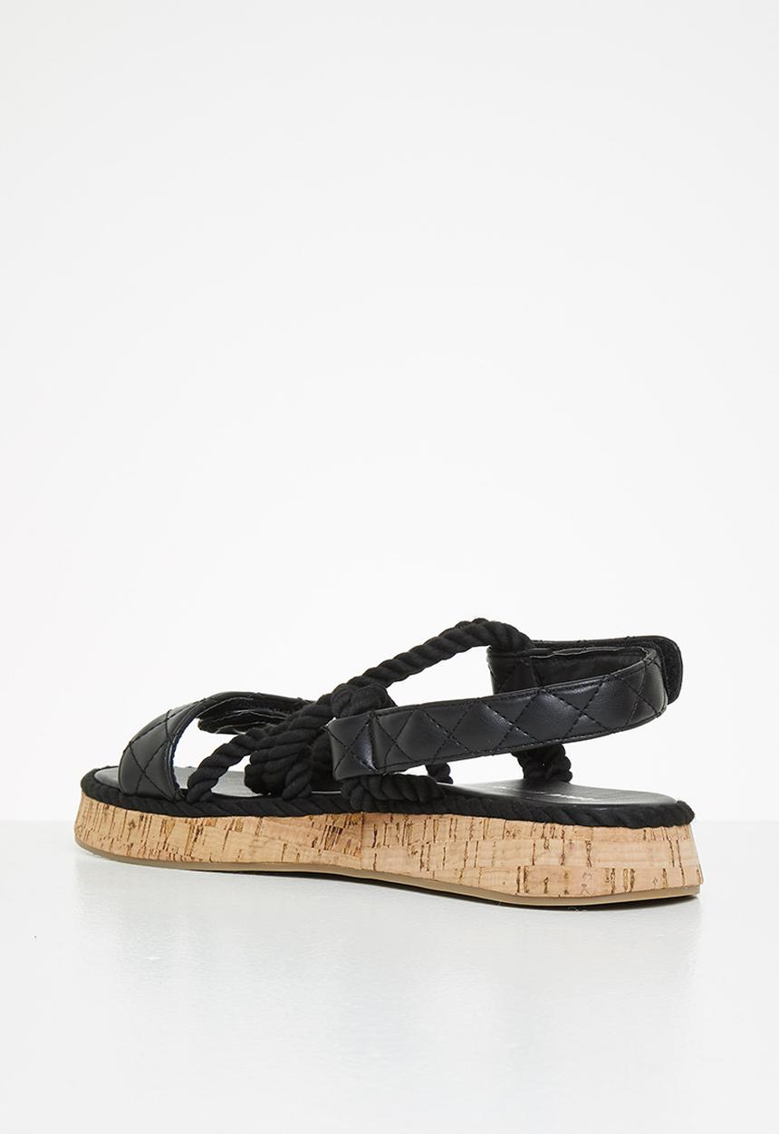Public Desire - Miami weaved quilted sandal - black 
