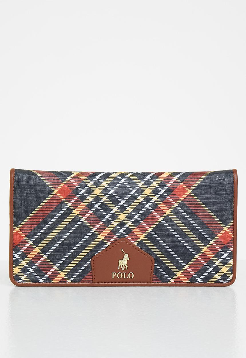 POLO - Tartan continental purse - black