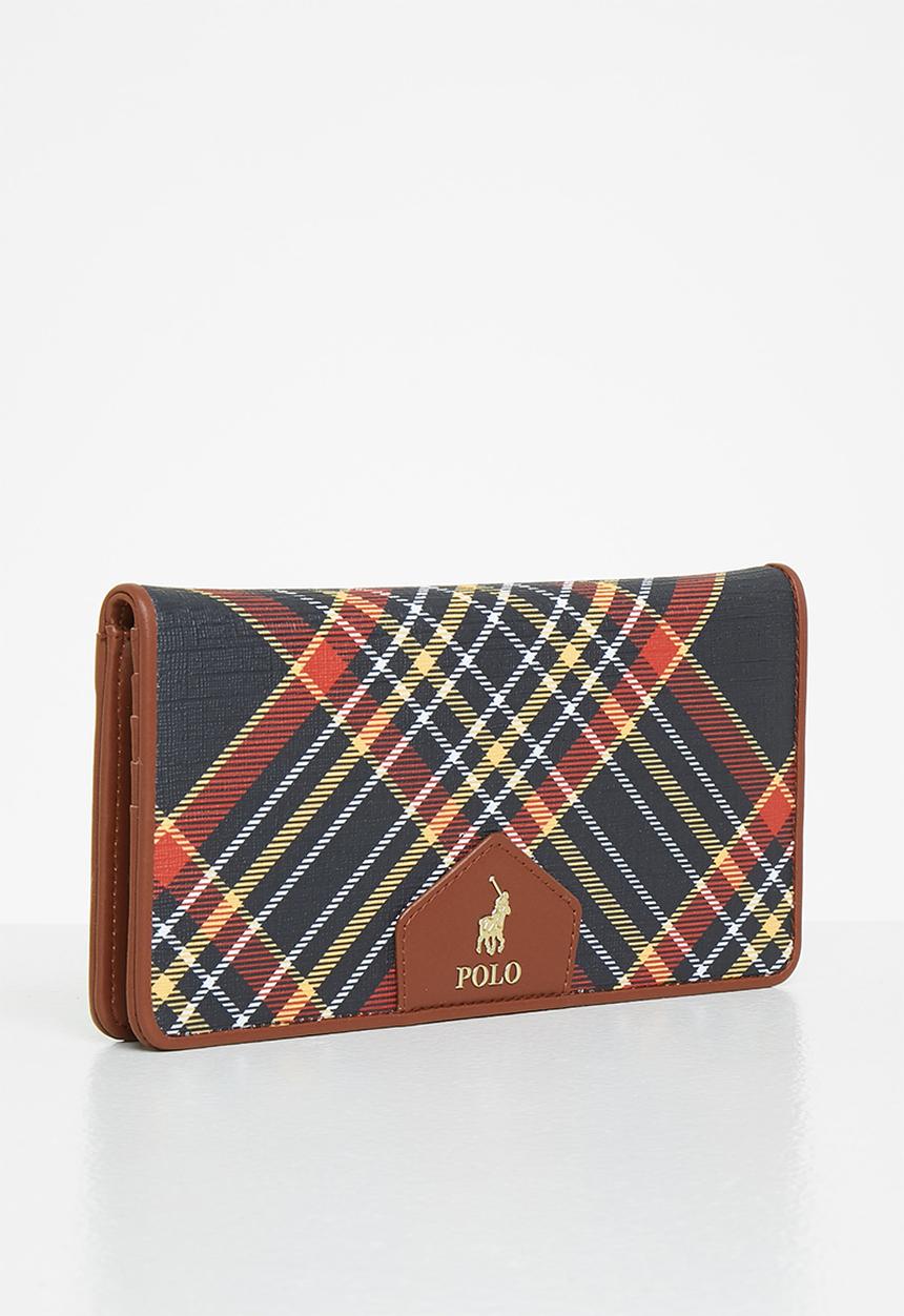 POLO - Tartan continental purse - black