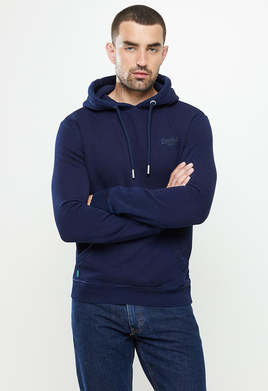 Superdry. - Vintage logo emb hood - dark indigo